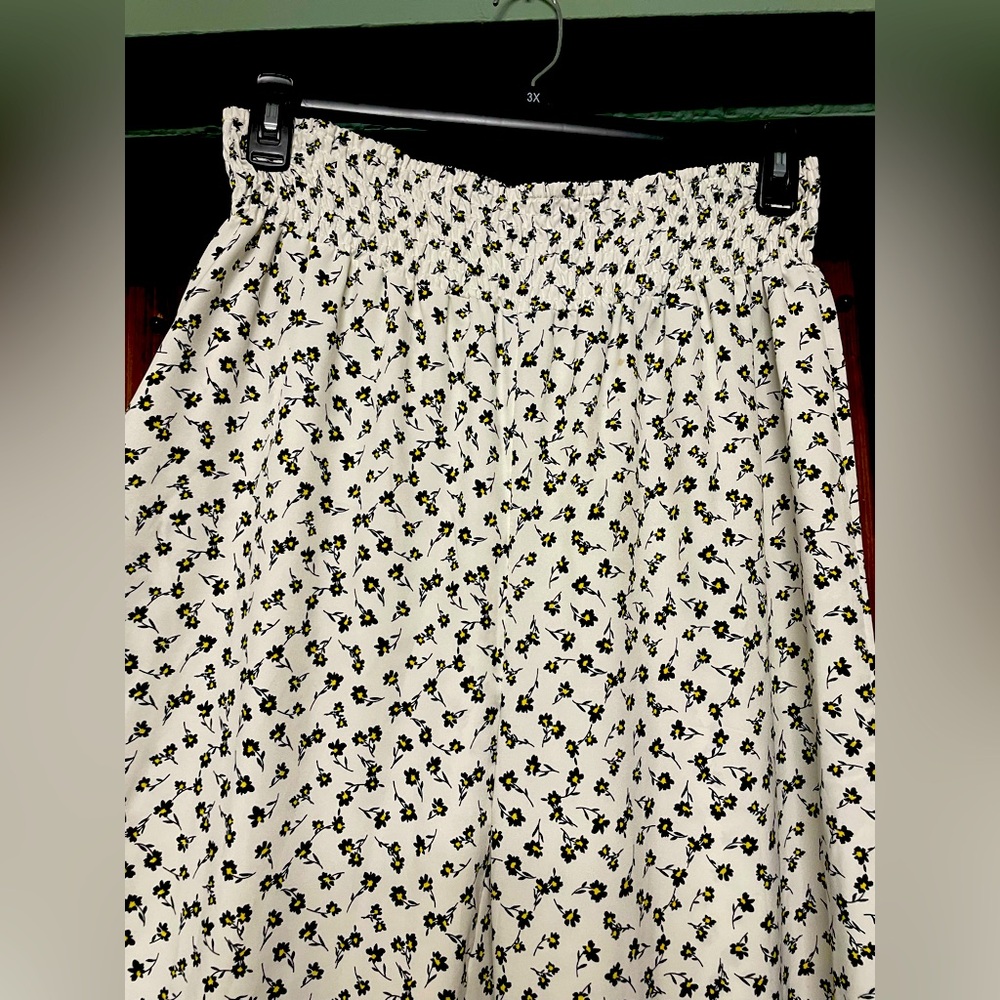 Floral Print White Pants